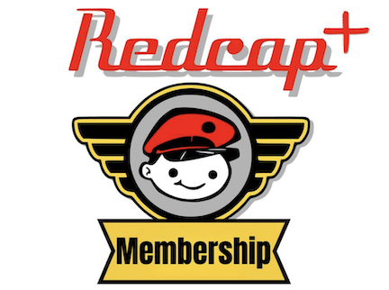 Redcap+ Membership badge with red cap logo