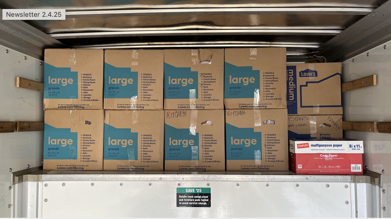Moving boxes packed in a truck